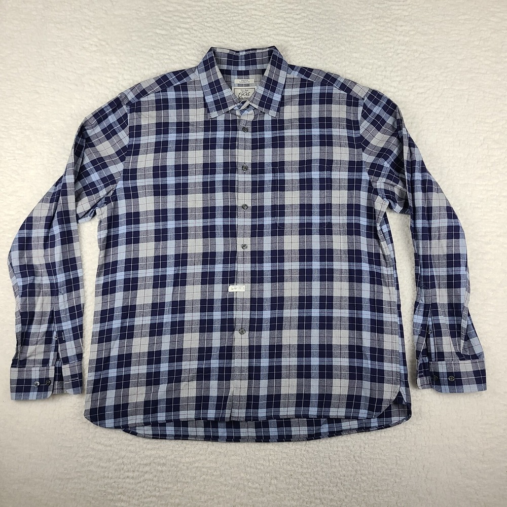 Jos A Bank Shirt Mens 2XL XXL Plaid Flannel 1905 Stretch Tailored Fit Button Up